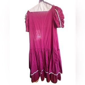 Polka Dot Vintage Dress Size 9 80s/90s Cottagecore drop waist pleated skirt